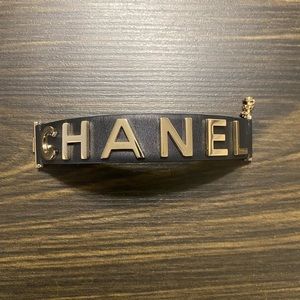 Chanel leather/gold cuff bracelet